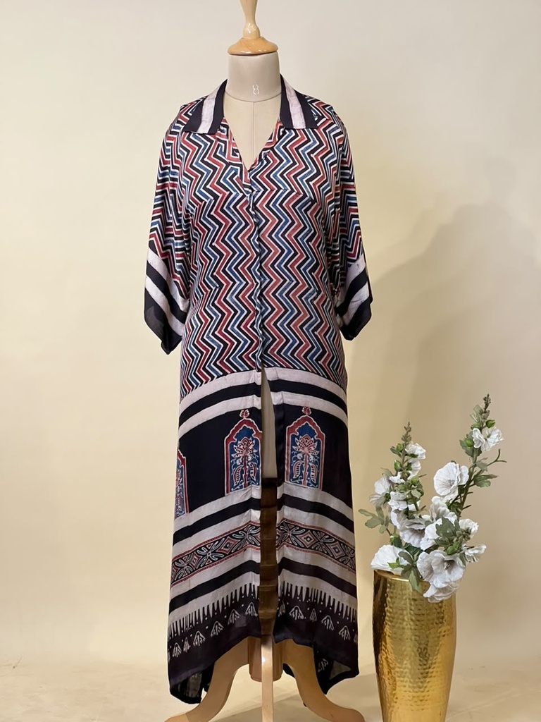 Ajrakh Modal Kaftan Style Dress 4803 BLACK 3