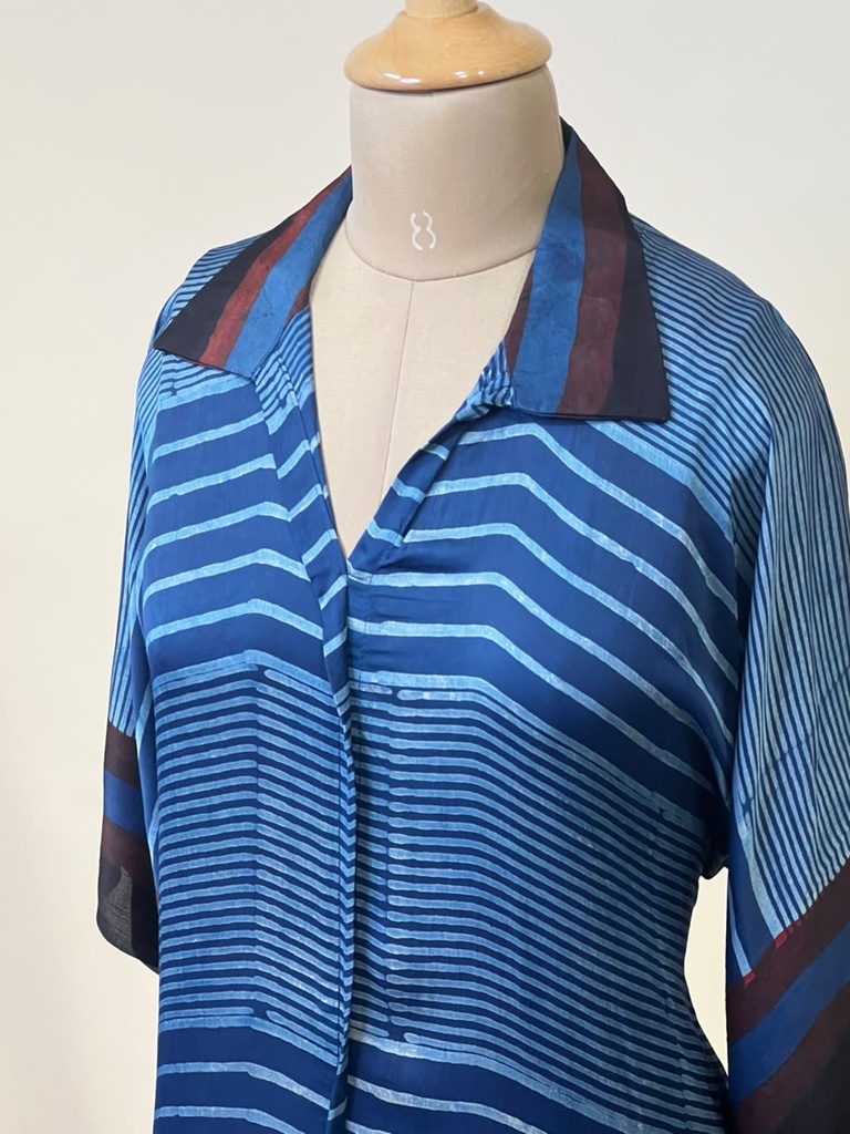 Ajrakh Modal Kaftan Style Dress 4803 BLUE 1