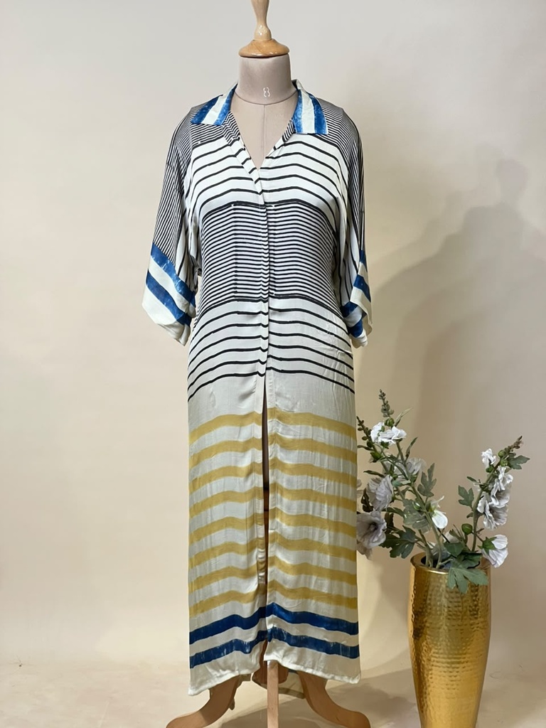 Ajrakh Modal Kaftan Style Dress 4803 IVORY 1