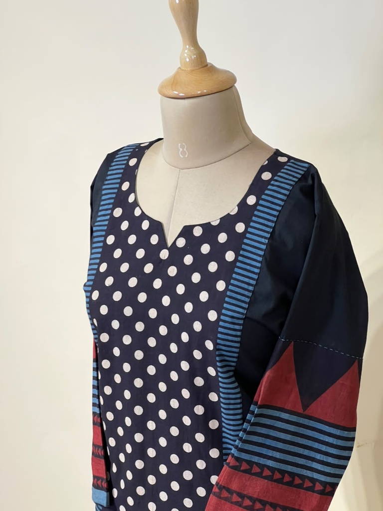 Ajrakh Cotton Kurti 5029 BLACK
