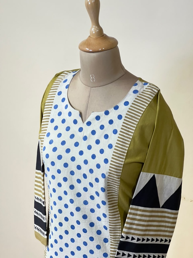 Ajrakh Cotton Kurti 5029 IVORY