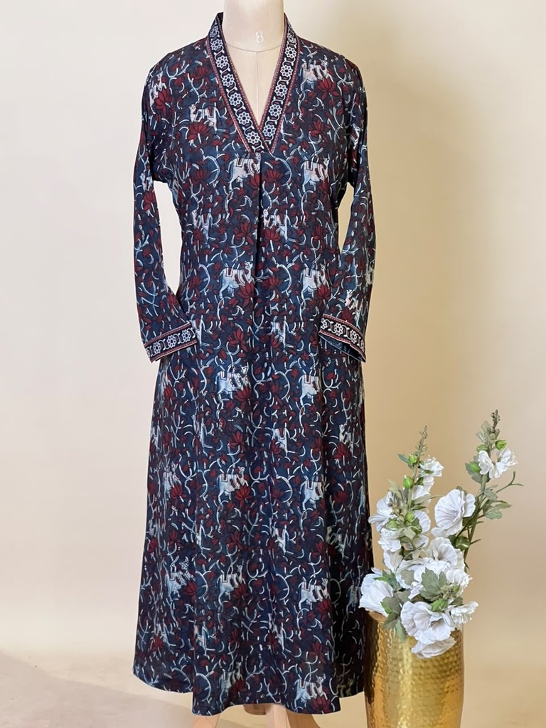 Ajrakh Rayon Kurti 5029 BLUE