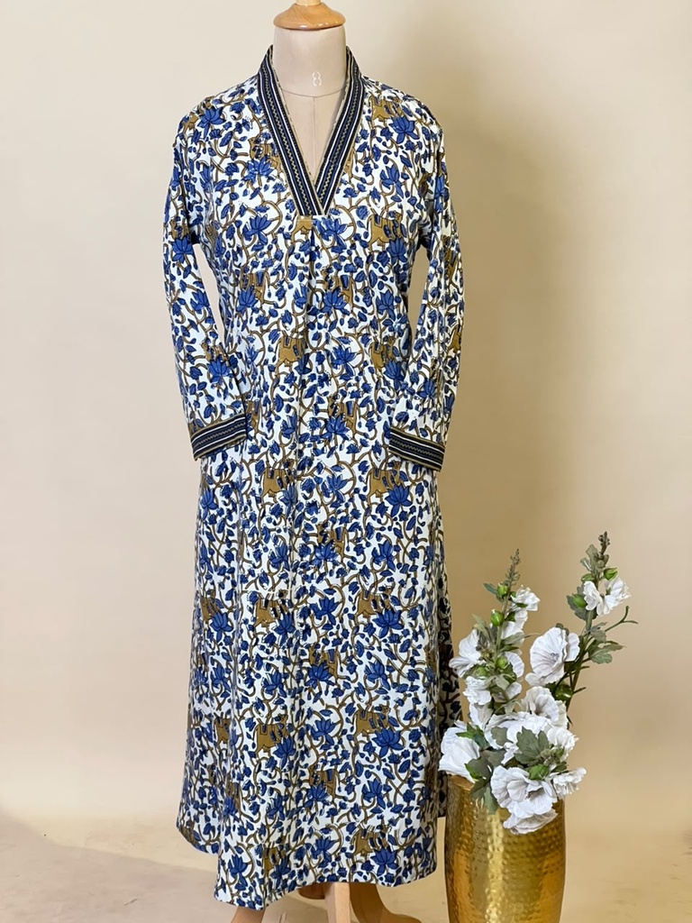 Ajrakh Rayon Kurti 5029 IVORY