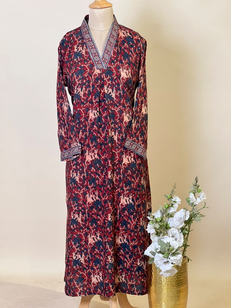 Ajrakh Rayon Kurti 5029 RED
