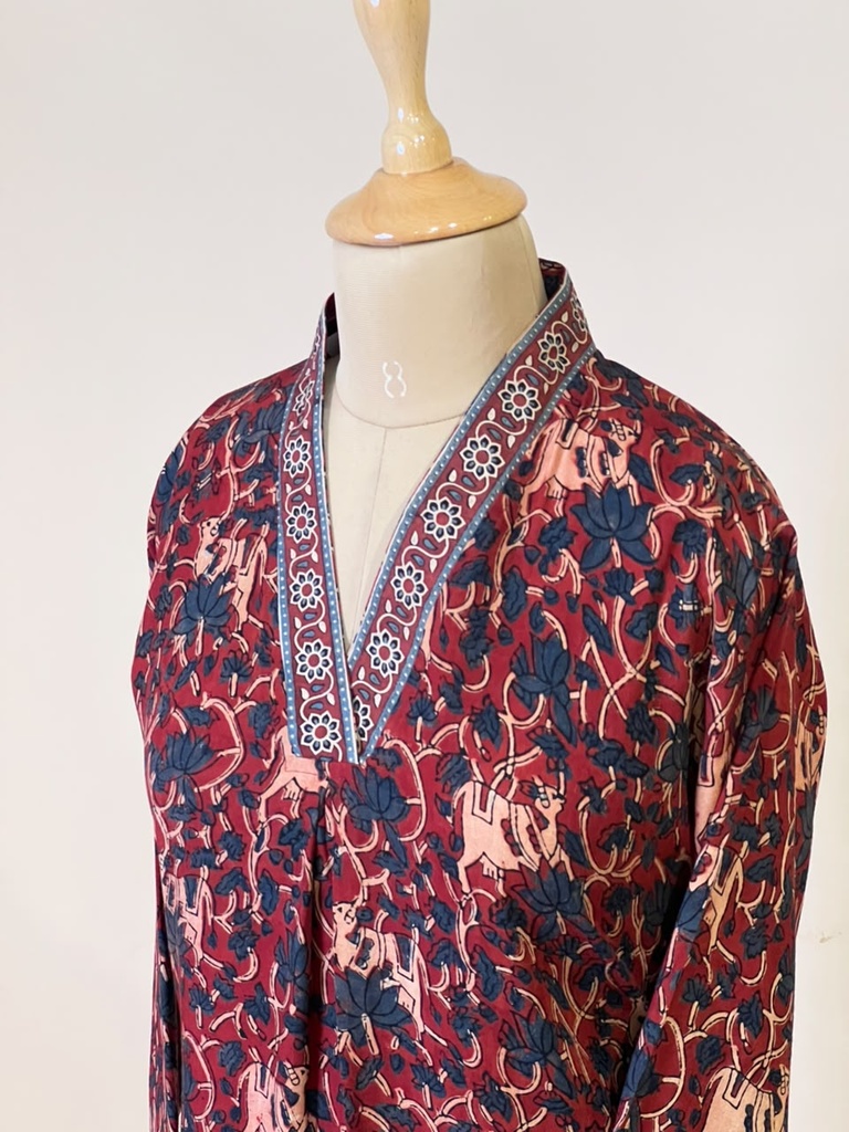 Ajrakh Rayon Kurti 5029 RED