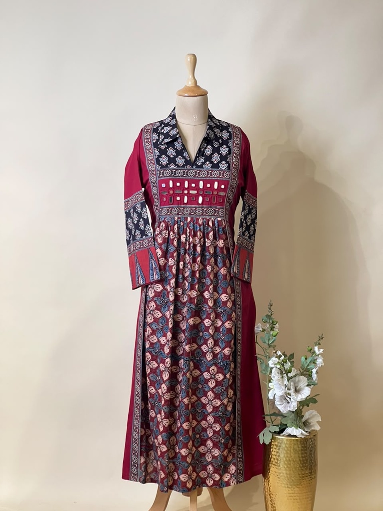 Ajrakh Cotton Kurti 5029 BROWN
