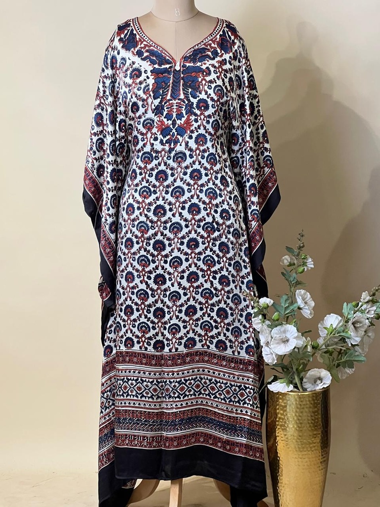 Premium Ajrakh Silk Kaftans 4801 BLACK 3