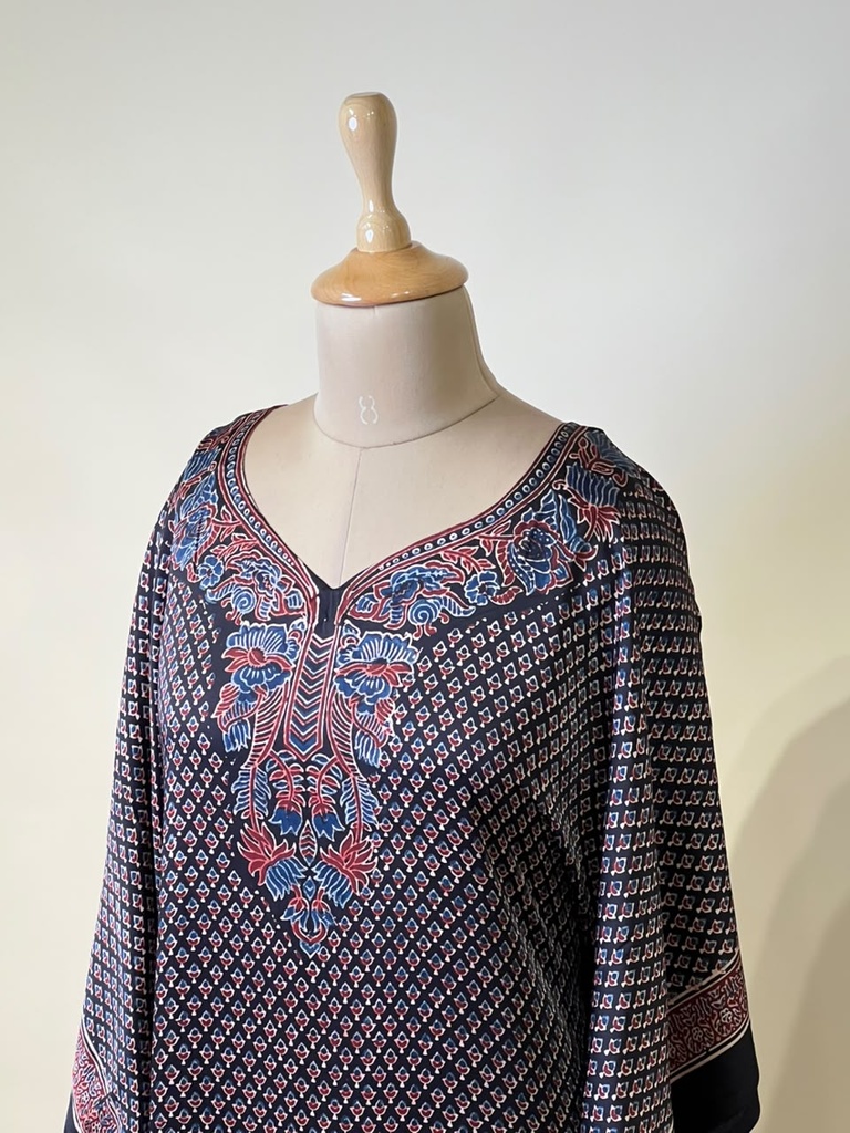 Premium Ajrakh Silk Kaftans 4801 BLACK 7