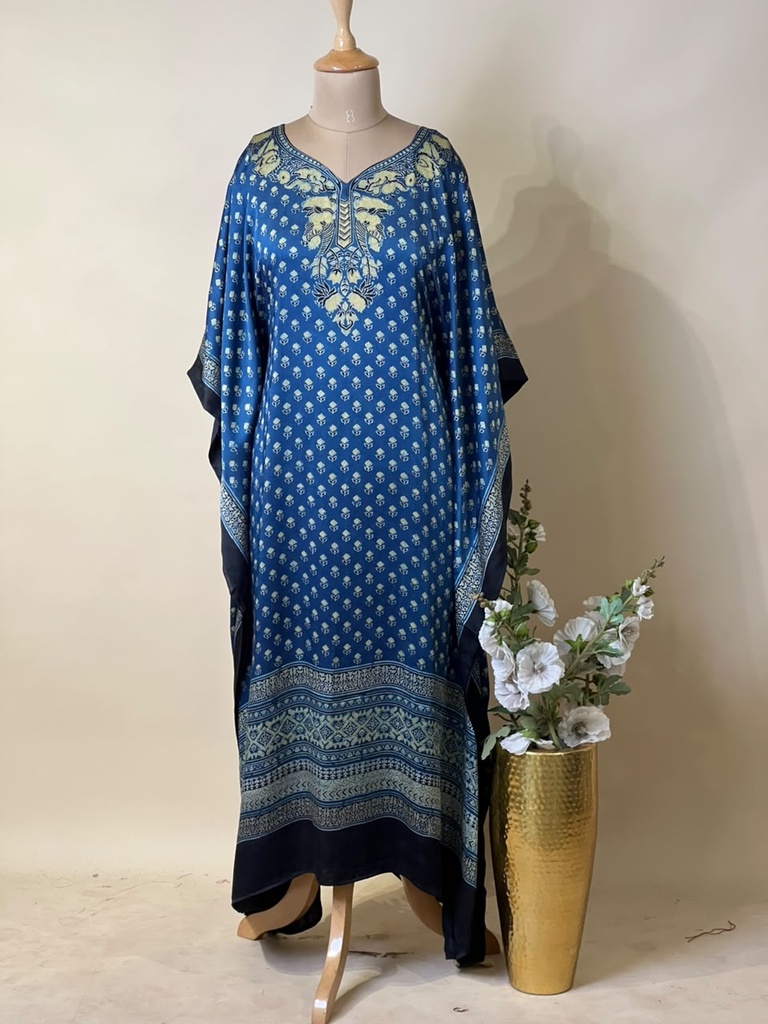 Premium Ajrakh Silk Kaftans 4801 BLUE 4