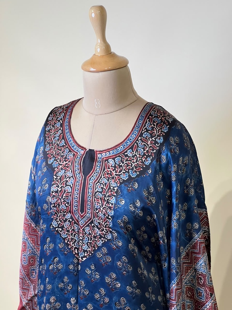 Premium Ajrakh Silk Kaftans 4801 BLUE 8