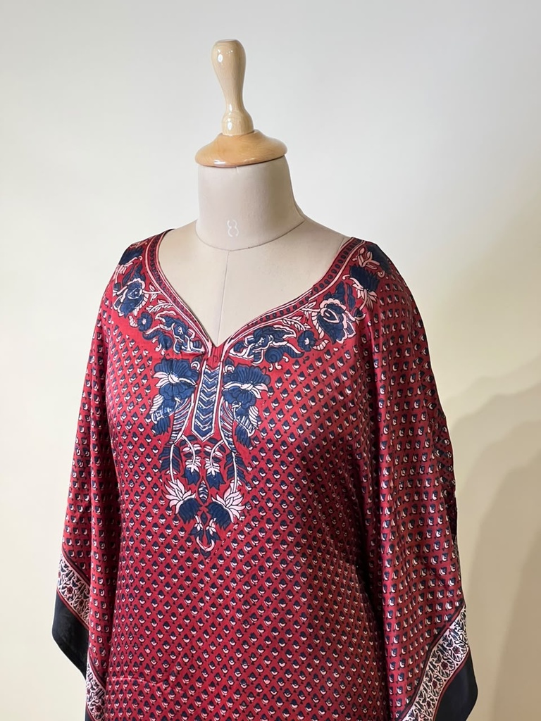 Premium Ajrakh Silk Kaftans 4801 RED 2