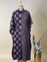 Ajrakh Kaftan Style Cotton Dress BLACK