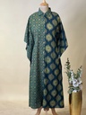 Ajrakh Kaftan Style Cotton Dress GREEN