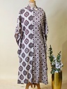 Ajrakh Kaftan Style Cotton Dress IVORY