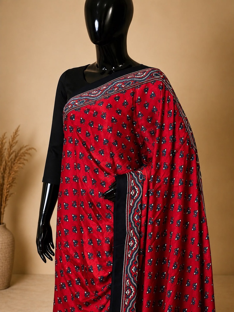 Handwork Ajrakh Modal Silk Sarees 5036 S1