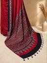 Handwork Ajrakh Modal Silk Sarees 5036 S1