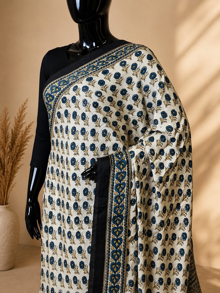 Handwork Ajrakh Modal Silk Sarees 5036 S2