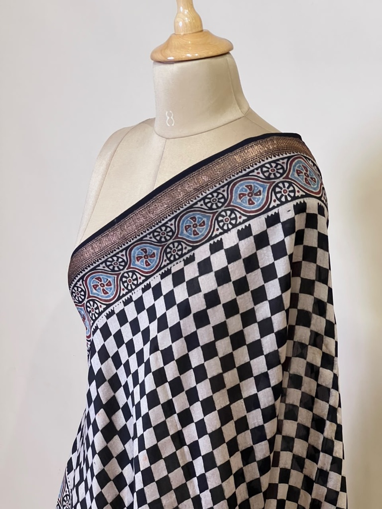 Ajrakh Chanderi Silk Dupatta 5017 