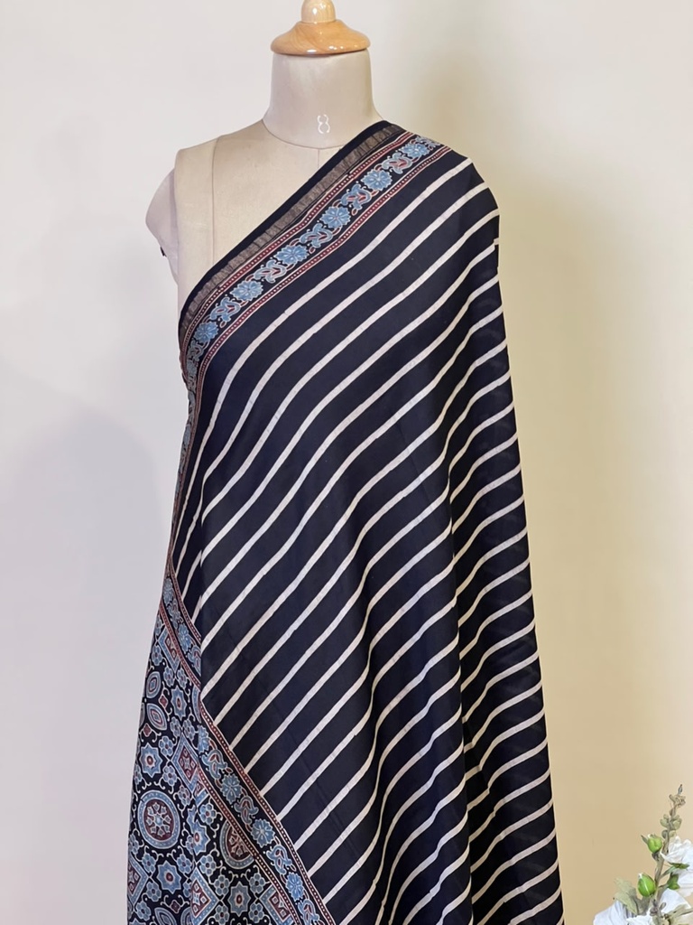 Ajrakh Chanderi Silk Dupatta 5017 