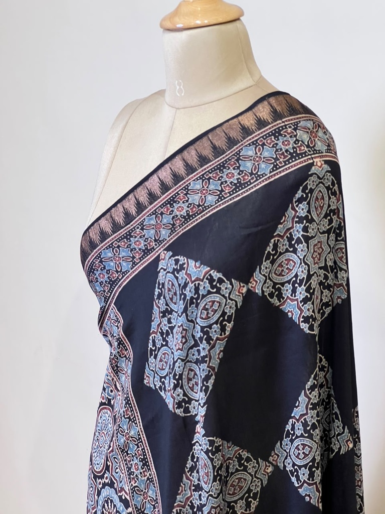 Ajrakh Chanderi Silk Dupatta 5017 