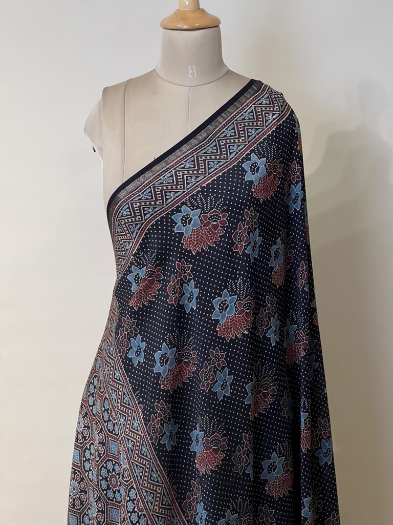 Ajrakh Chanderi Silk Dupatta 5017 