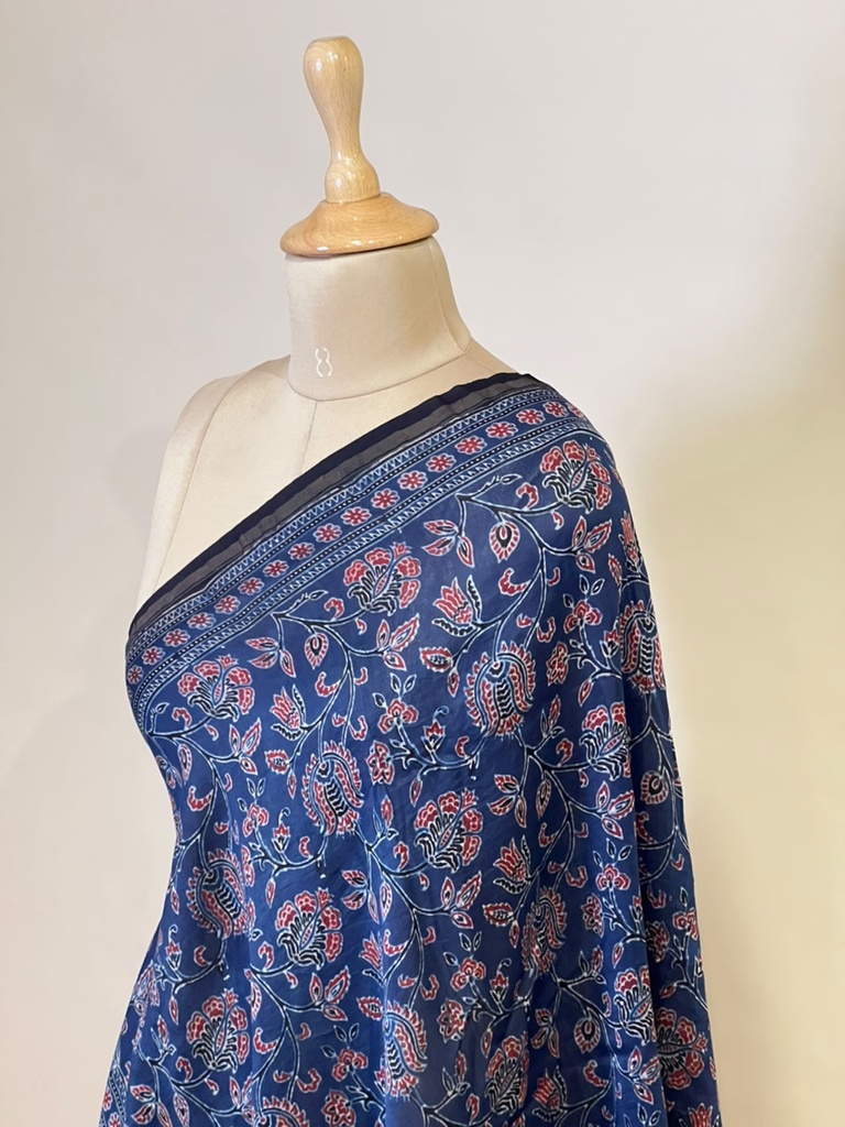 Ajrakh Chanderi Silk Dupatta 5017