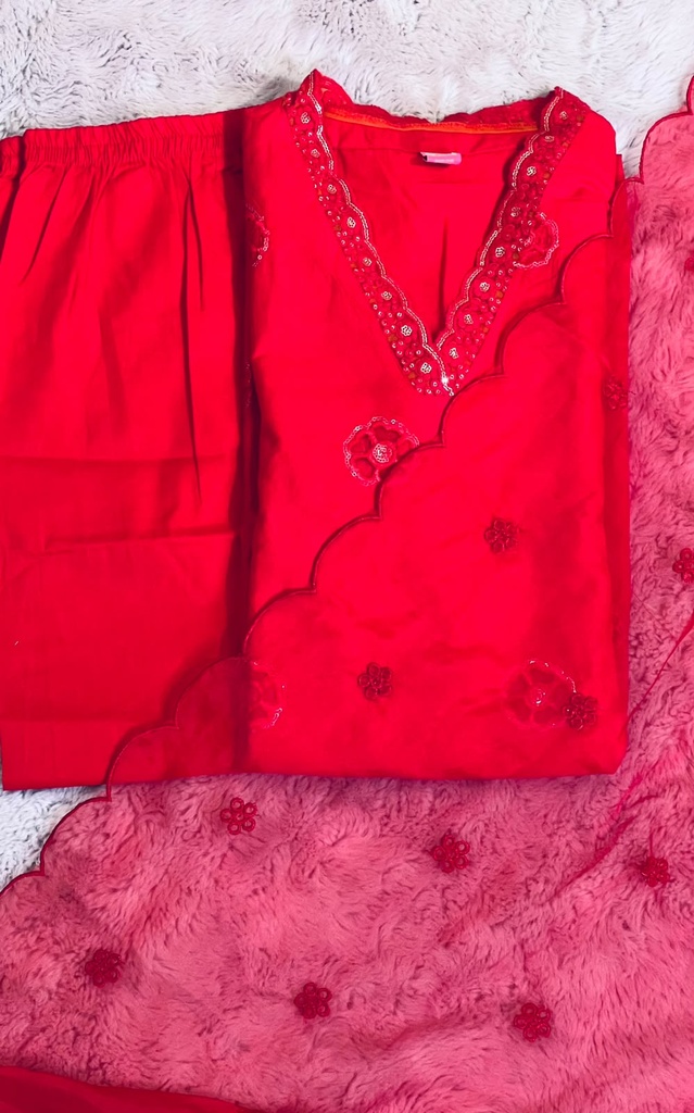 Premium Cotton embroidered Kurti set 5043 PINK