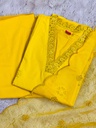 Premium Cotton embroidered Kurti set 5043 YELLOW