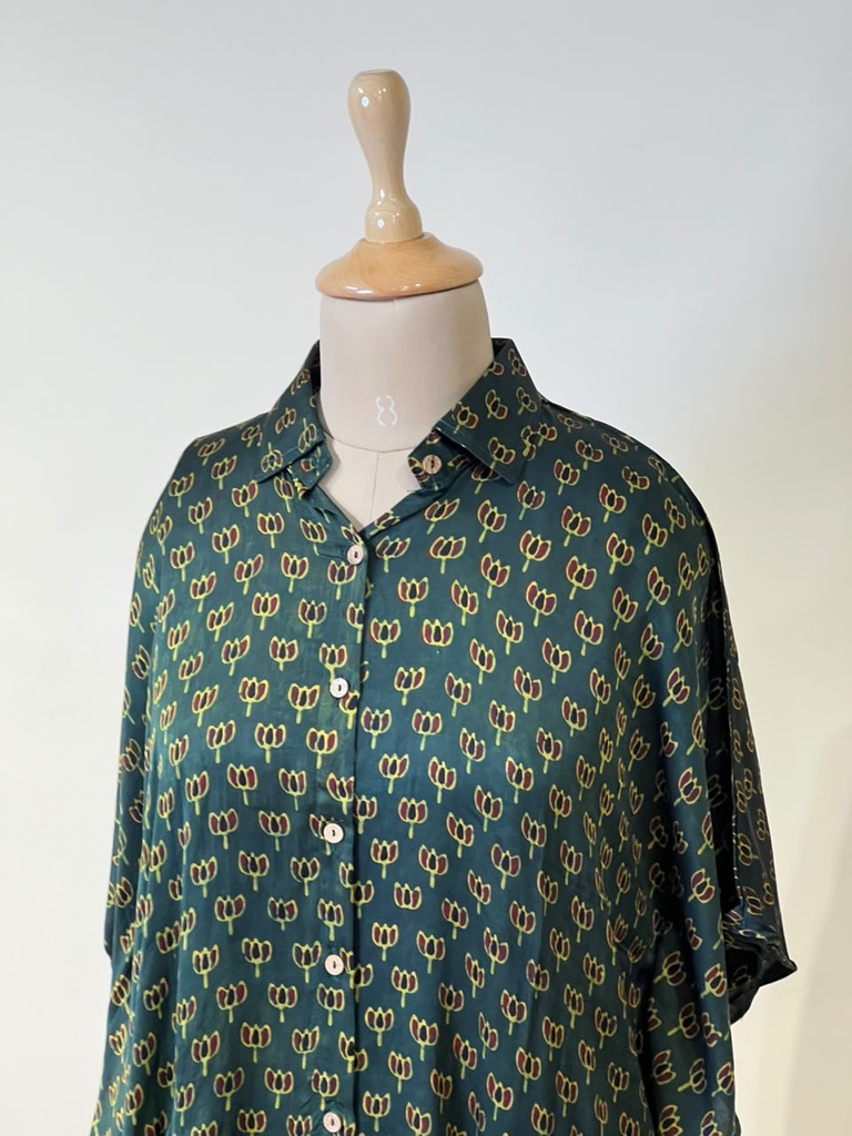 Ajrakh Modal Shirt Kaftans 5015 GREEN 1