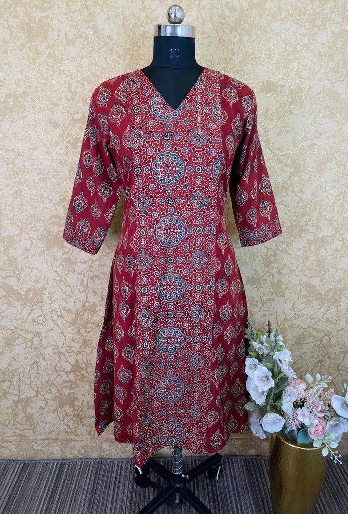 Ajrakh Soft Cotton Kurti 5043