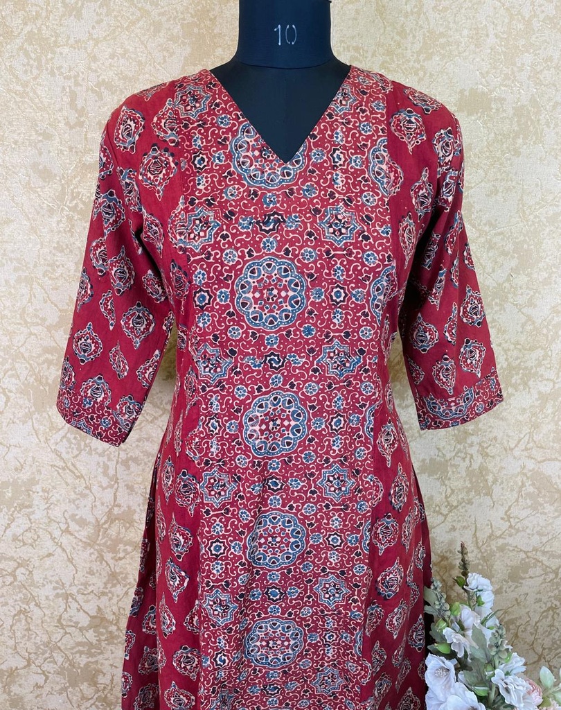 Ajrakh Soft Cotton Kurti 5043