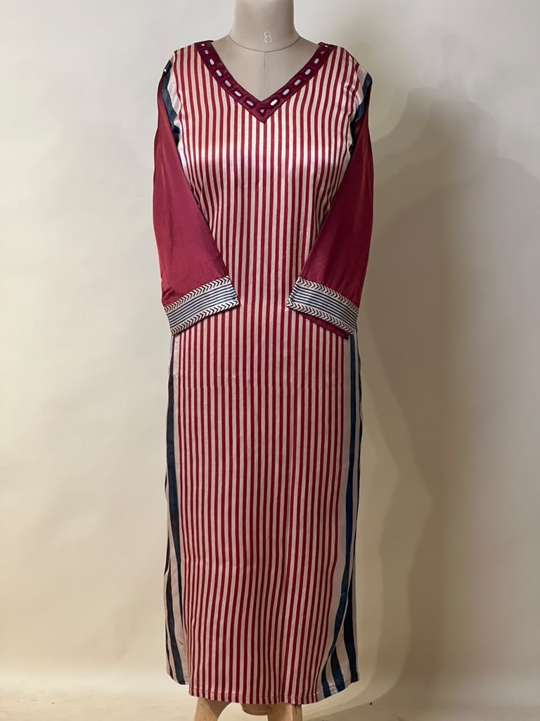 Ajrakh Mashru Silk Kurti 5053 RED