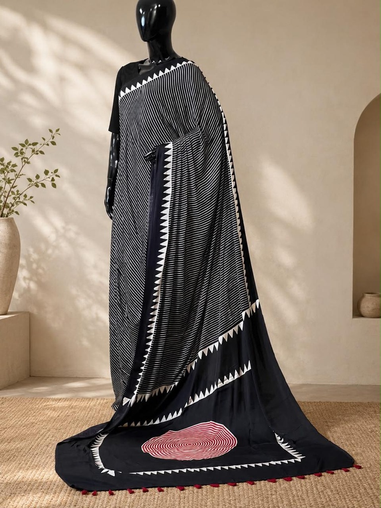Ajrakh Modal Silk Sarees 4243 S3