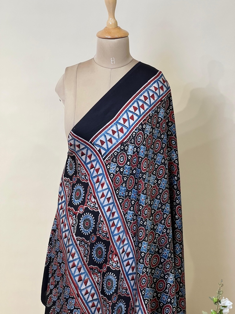 Ajrakh Modal Dupatta 5072 BLACK 2