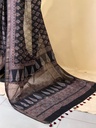 Ajrakh Maheshwari Silk Sarees 5028 BLACK 1