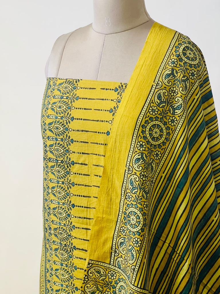 Premium Ajrakh Cotton Suit 5025 YELLOW 1