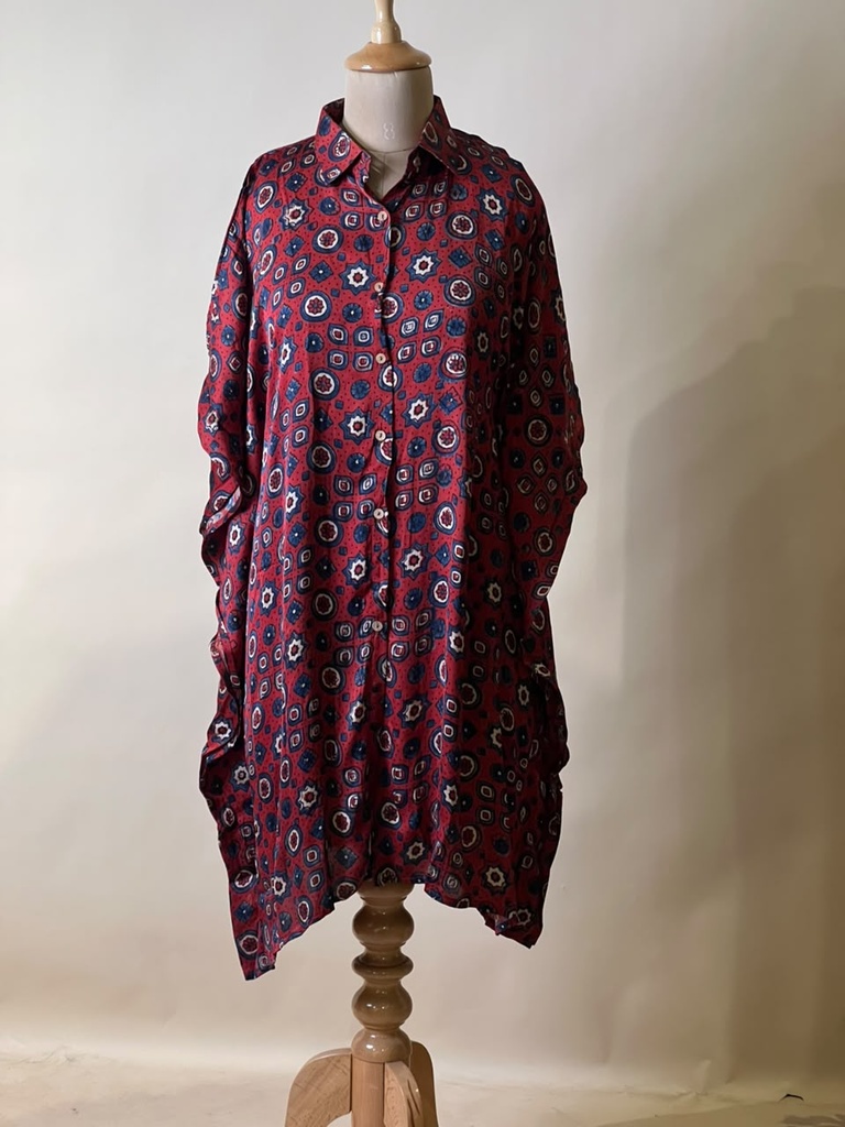 Ajrakh Modal Shirt Kaftans 5015 RED 5