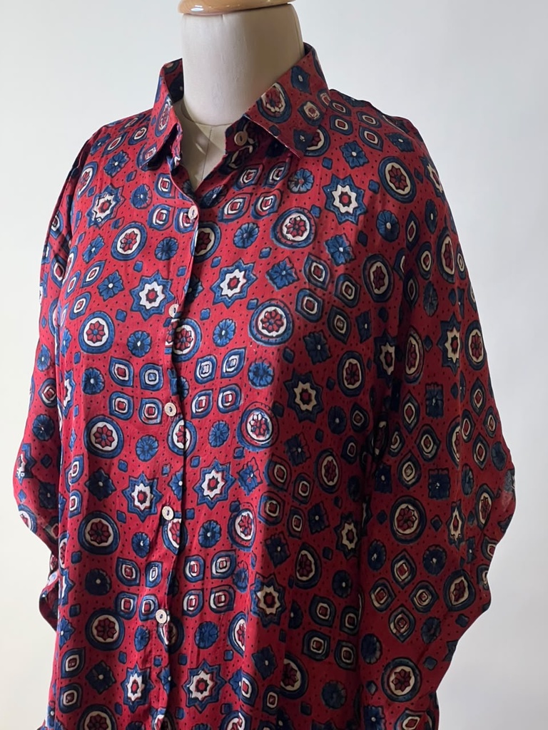 Ajrakh Modal Shirt Kaftans 5015 RED 5