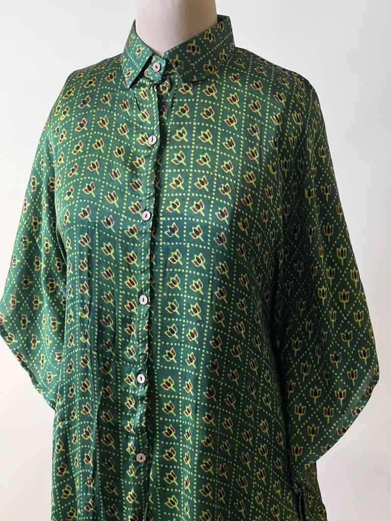 Ajrakh Modal Shirt Kaftans 5015 GREEN