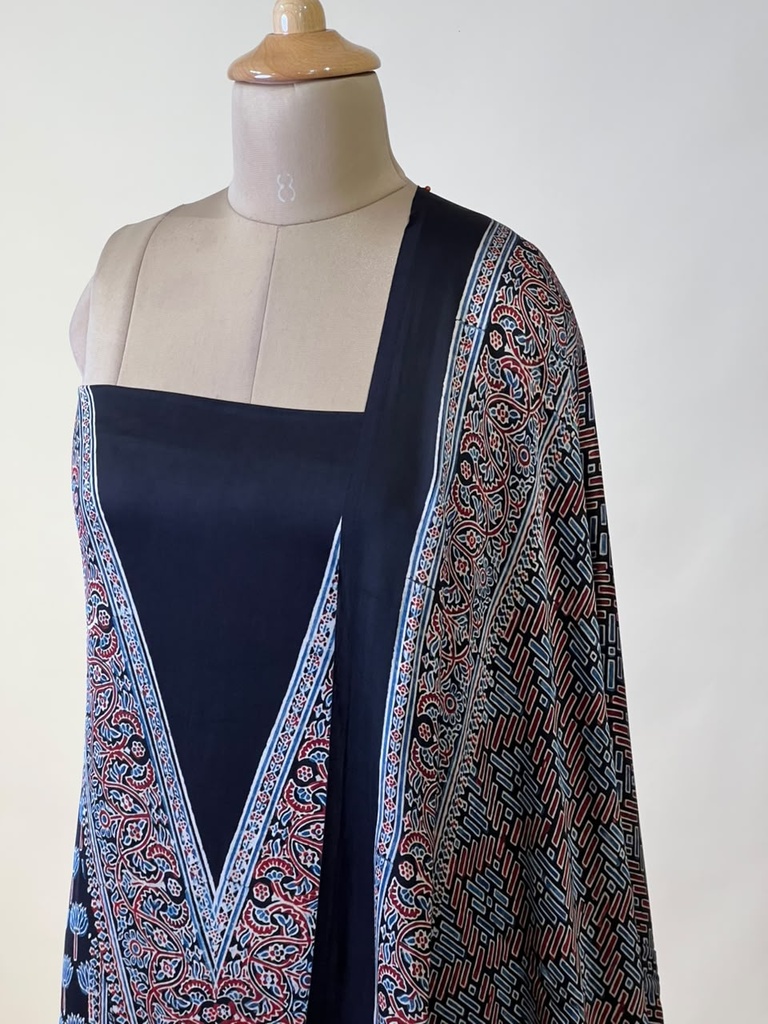 Ajrakh Modal Silk Suit 5012 BLACK 1