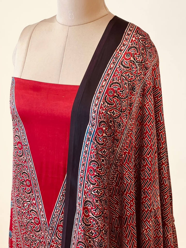 Ajrakh Modal Silk Suit 5012 RED 1