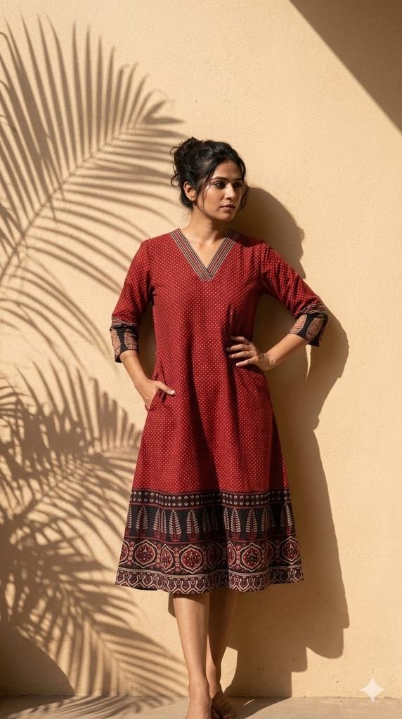 Ajrakh Aline Cotton Kurtis 5029