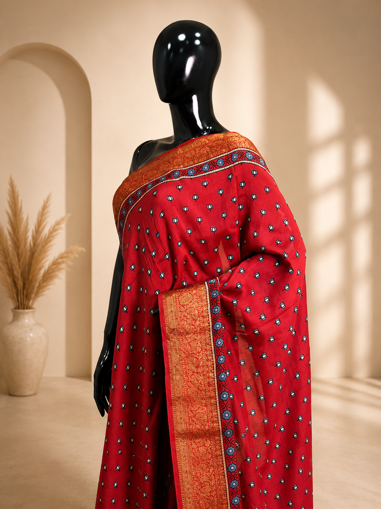Ajrakh Chanderi Sarees 5014