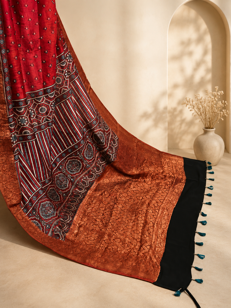 Ajrakh Chanderi Sarees 5014