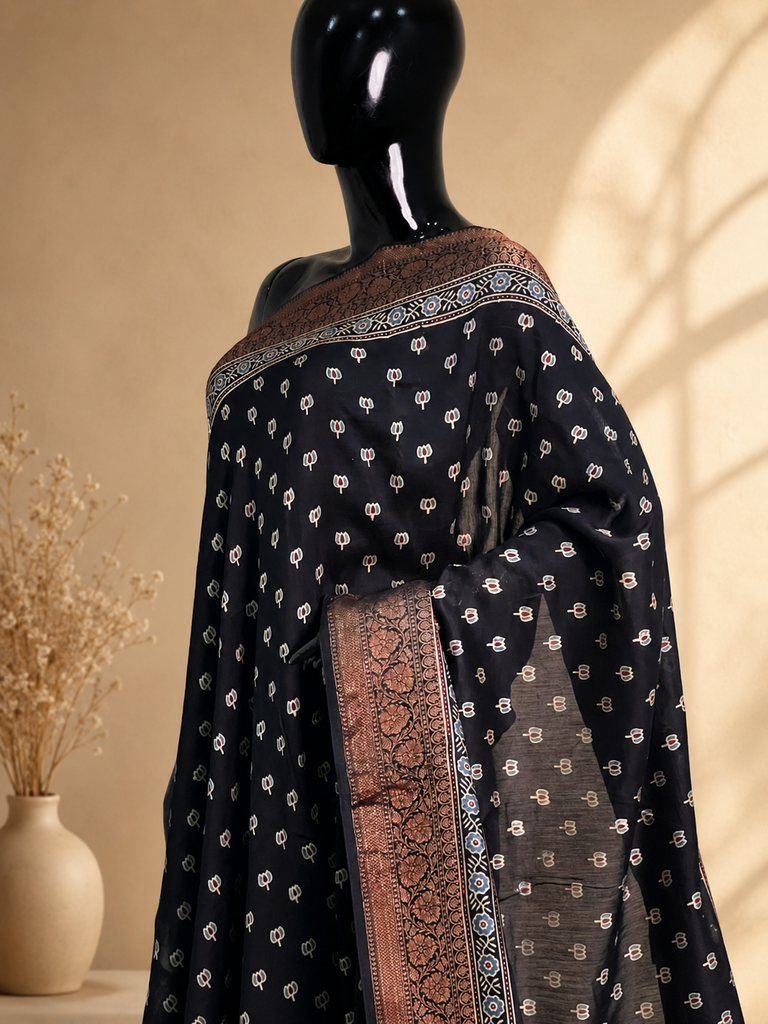 Ajrakh Chanderi Sarees 5014