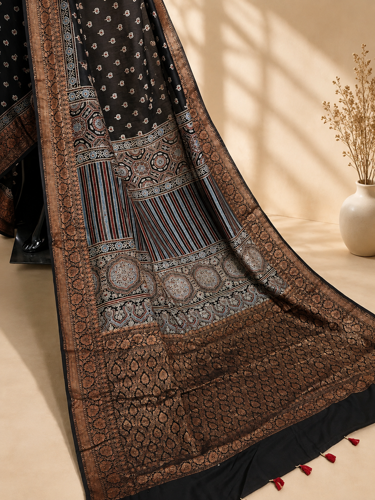 Ajrakh Chanderi Sarees 5014