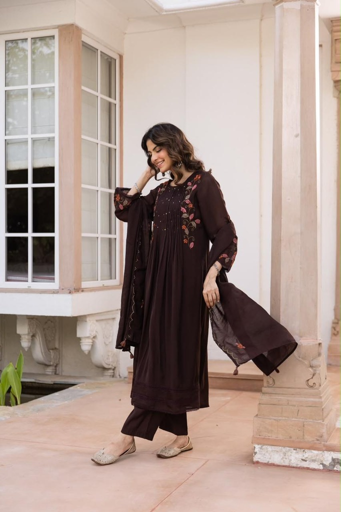 Mul Chanderi kurti sets 4609 MAROON