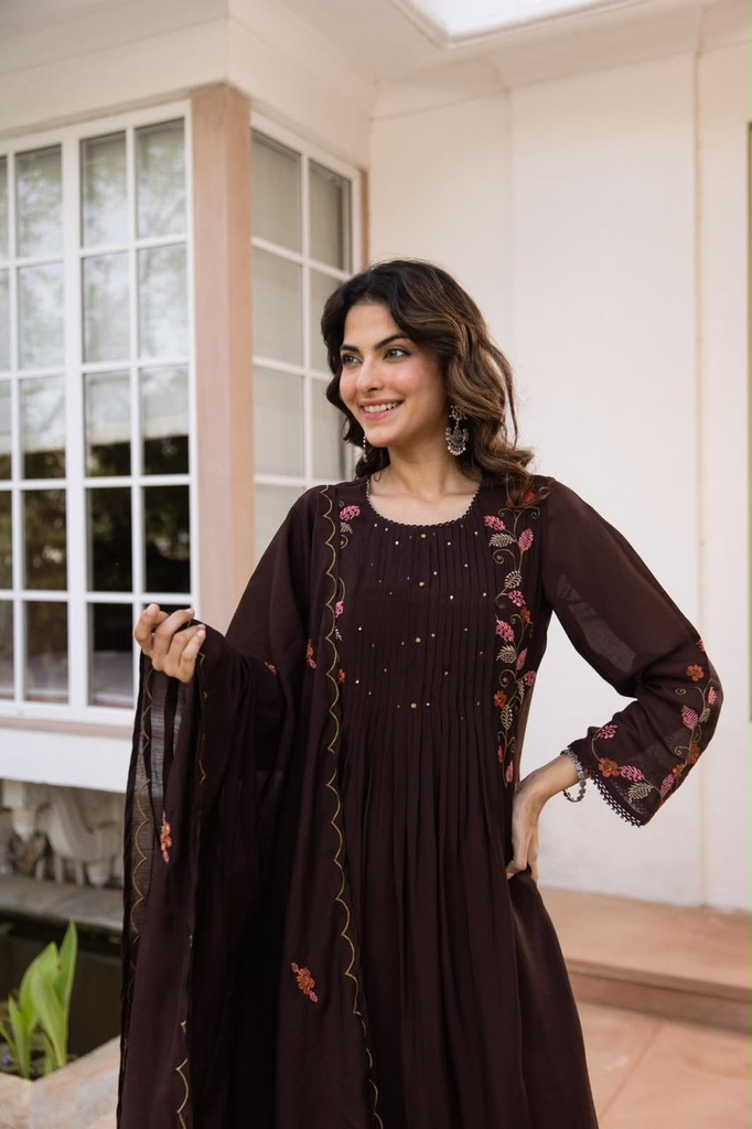 Mul Chanderi kurti sets 4609 MAROON