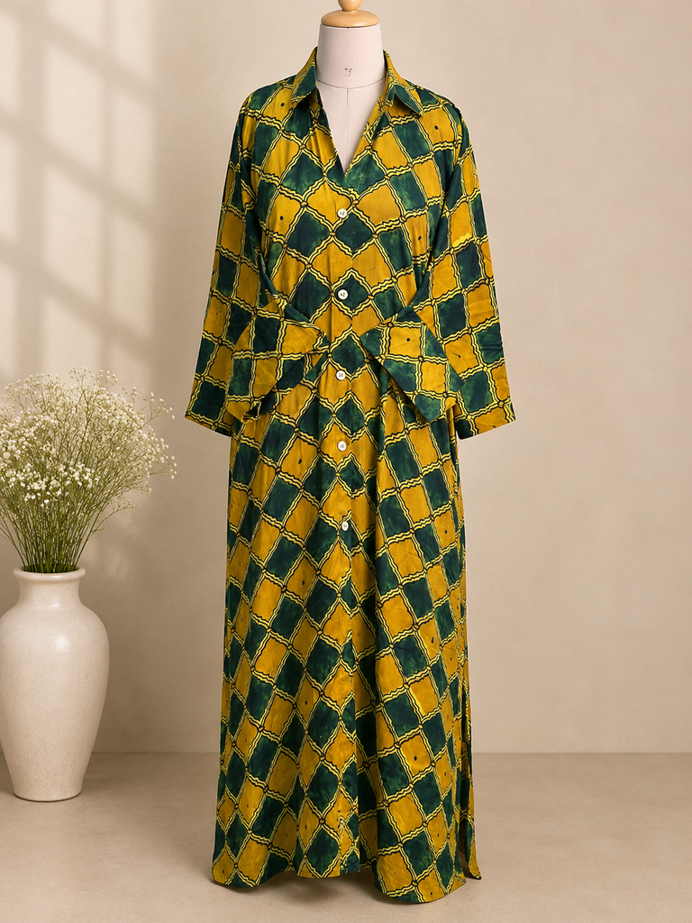 Ajrakh Modal Kaftan Style Dress 4803
