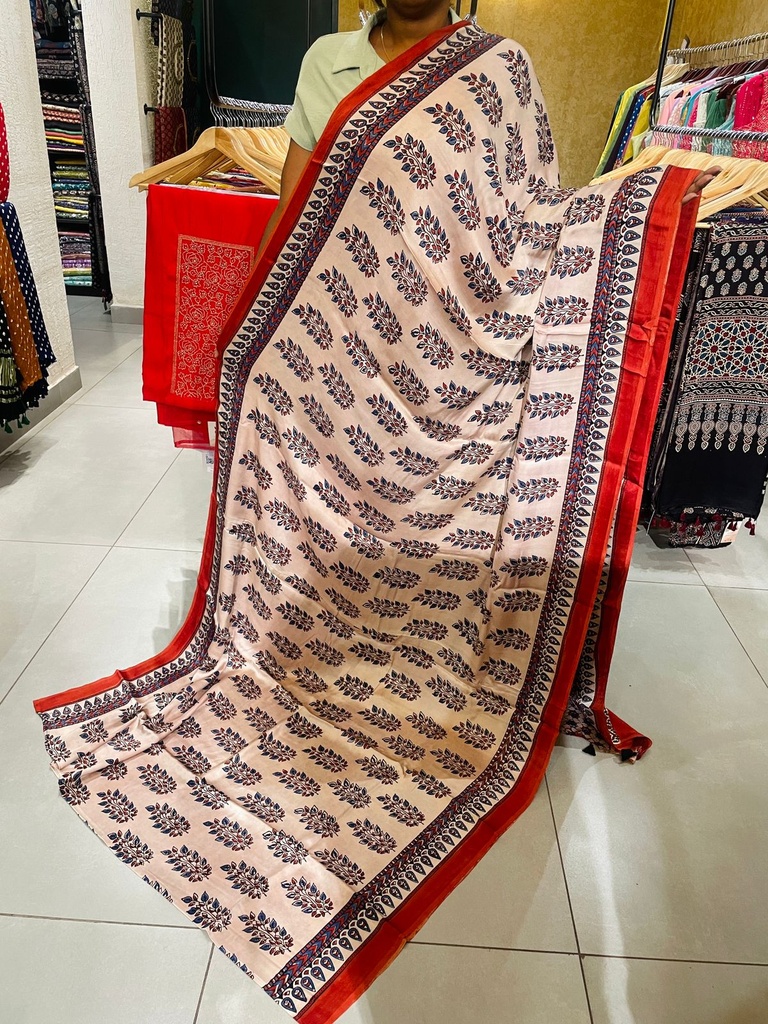 Premium Ajrakh Modal Silk Saree 4243
